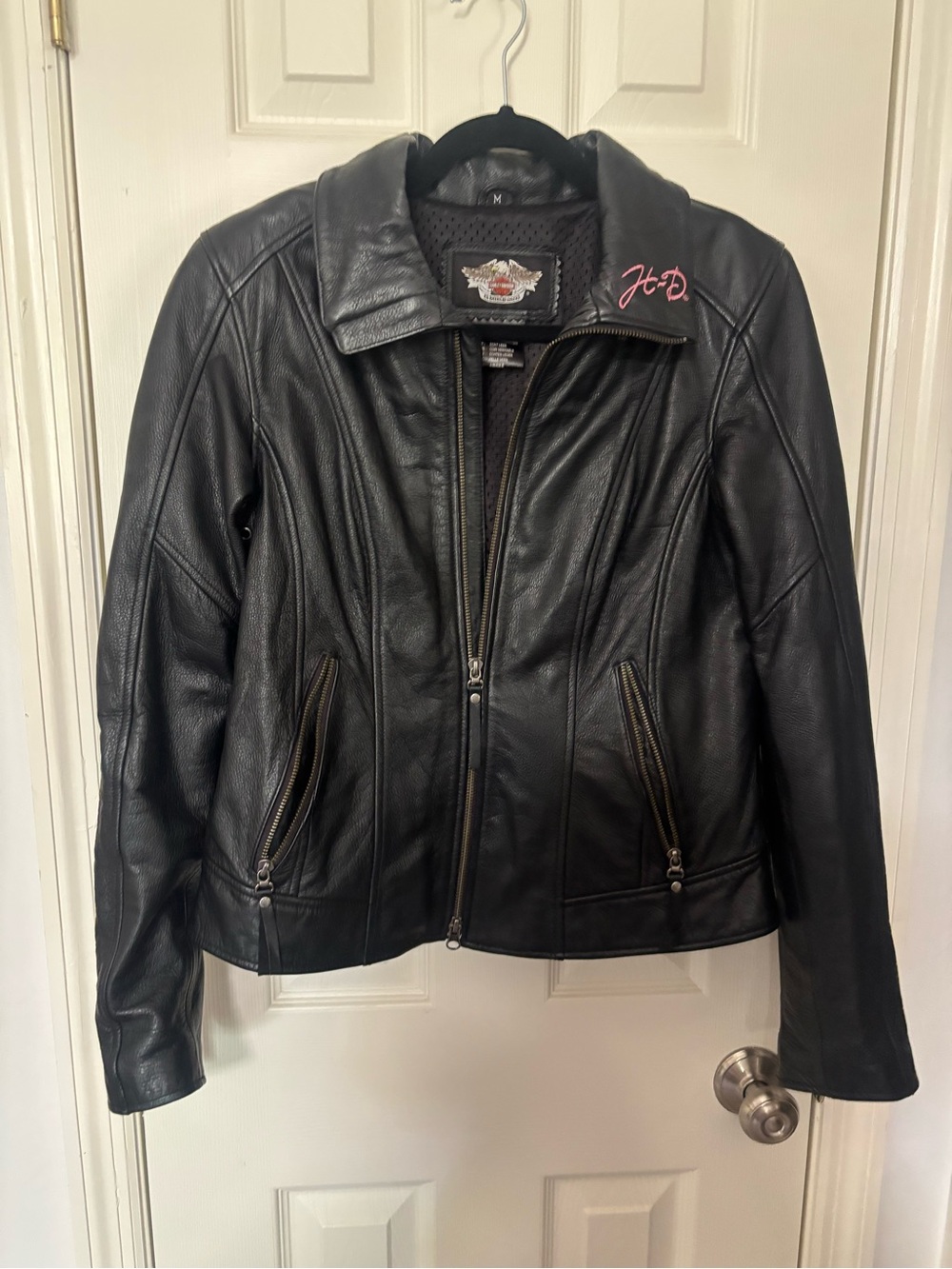 Black Harley-Davidson Leather Women's Zip Jacket Size Medium